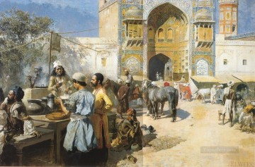  Egipcio Pintura Art%c3%adstica - Un restaurante al aire libre Lahore persa indio egipcio Edwin Lord Weeks